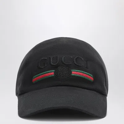 Gucci Men's Embroidered Logo Baseball Cap In Black