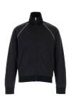 Gucci Navy Blue Gg Nylon And Jersey Zip Jacket In Blue