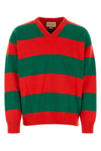 Gucci Embroidered Stretch Wool Blend Sweater In Multi