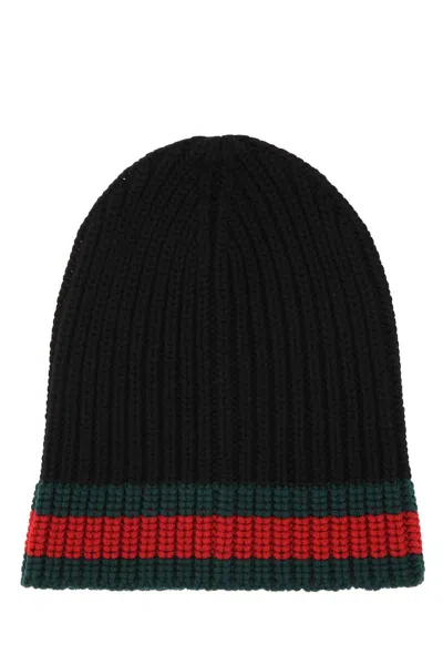 GUCCI GUCCI MEN EMBROIDERED WOOL BEANIE HAT