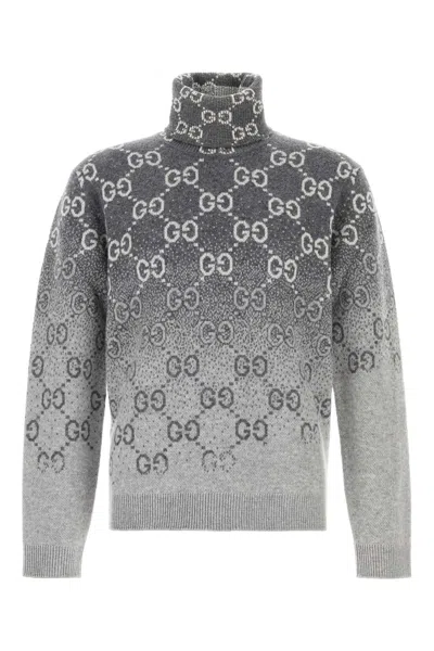 Gucci Men Embroidered Wool Sweater In Multicolor