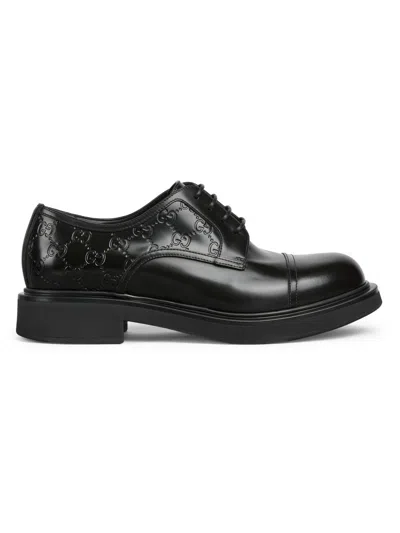 Gucci Men's Enki Gg Leather Platform Oxford Loafers In Black