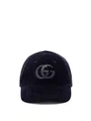 Gucci Textured Corduroy Baseball Cap With Curved Brim In Blue