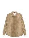 Gucci Beige Jacket With Classic Collar And Front Zip Closure In Gg Canvas Man In Brown