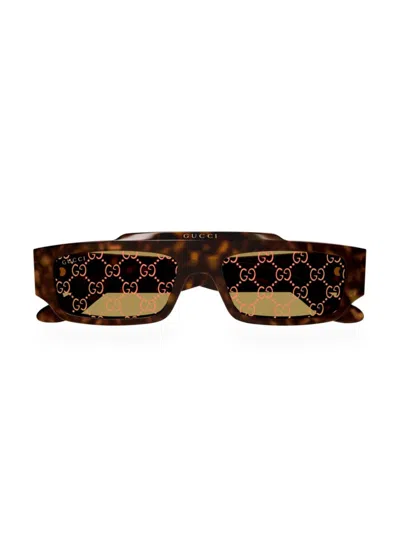 Gucci Men's Faceted Specs 55mm Rectangular Sunglasses In Brown