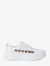 Gucci Logo Leather Sneakers In White