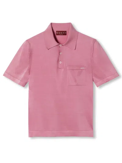 GUCCI GUCCI MEN FINE SILK KNIT POLO