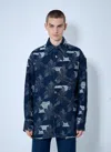 Gucci Men Floral Jacquared Denim Shirt In Blue