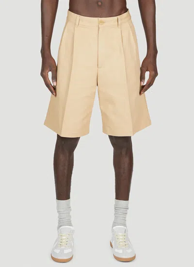 Gucci Folded Pleat Shorts In Cream