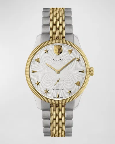 Gucci Men's G-timeless 40mm Automatic Two-tone Bracelet Watch In Gold