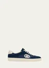 Gucci Men's G74 Canvas And Suede T-toe Low-top Sneakers In Black