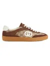 Gucci Men G75 Low-top Supreme Gg Fabric And Suede Sneakers In Brown