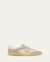 Gucci Men Two-tone Mesh And Suede Sneakers In Beige/sand