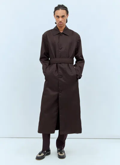 Gucci Belted Buttoned Coat In Brown
