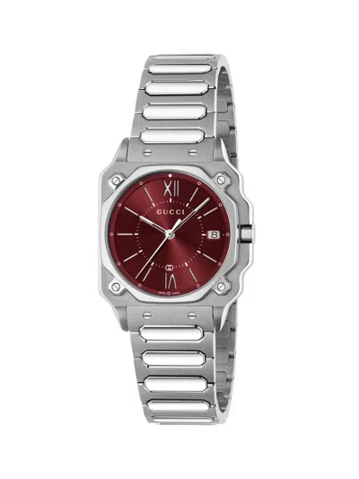 Gucci Men's G-flat 30mm Roman Numeral Bracelet Watch In Metallic