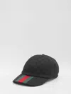 Gucci Original Gg Fabric Baseball Cap With Web Ribbon In Black
