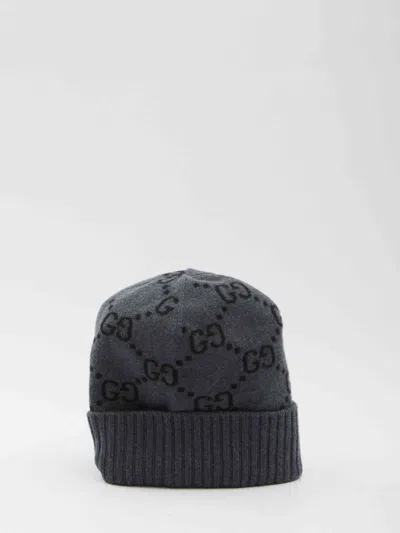Gucci Men Gg Beanie In Cashmere In Gray