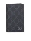 Gucci Black Card Holder With All-over Gg Motif And Logo On The Front In Fabric Man In Black