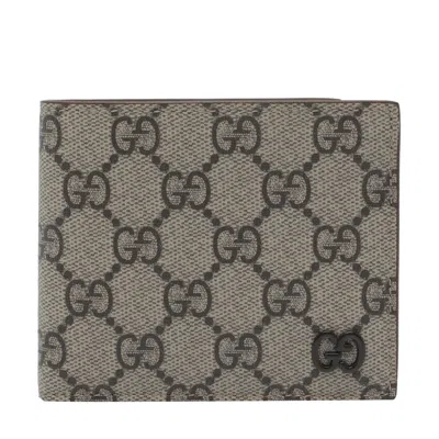 Gucci Gg Supreme Textile Wallet In Brown