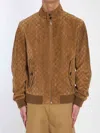 Gucci Brown Jacket With All-over Embossed Gg Motif And Collar With Buttons In Suede Man In Brown