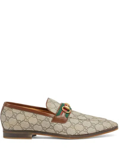 Gucci Men's Gg-canvas Horsebit Loafers In Beige For Fw23