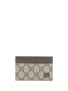 Gucci Men Gg Supreme Fabric And Leather Card Holder In Multi