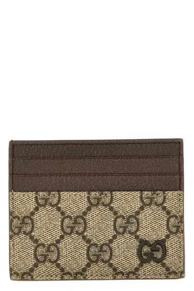 Gucci Men Gg Fabric And Leather Card Holder In Multi