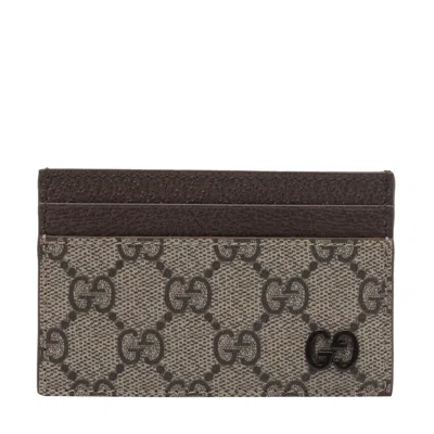 Gucci Men Gg Cards Holder With Brown Finishes