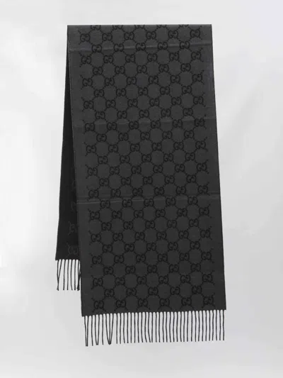 Gucci Men Gg Cashmere Scarf In Gray