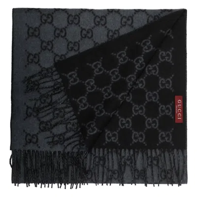 Gucci Men Gg Cashmere Shawl In Gray