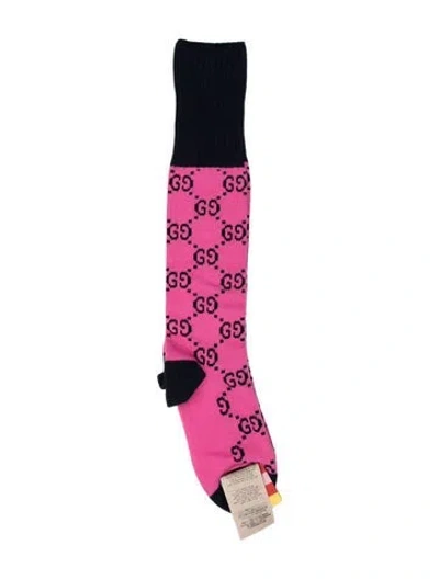 Pre-owned Gucci Men's Gg Cotton Knee Socks W/tags In Pink