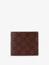 Gucci Men Gg Emblem Leather Wallet With Embossed Gg Logo In Brown