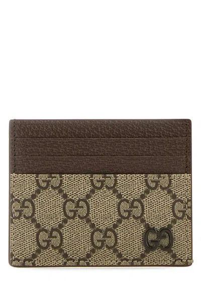 Gucci Men Gg Fabric And Leather Card Holder In Multi