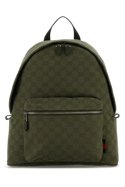 Gucci Men Gg Fabric Backpack In Green