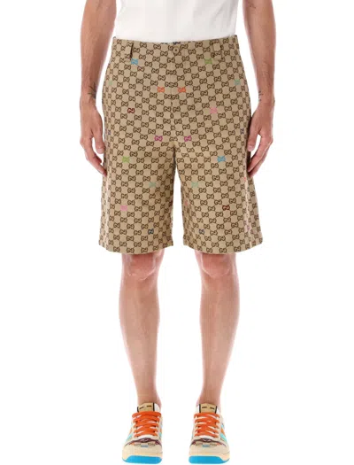 Gucci Men Gg Fabric Bermuda Shorts In Brown