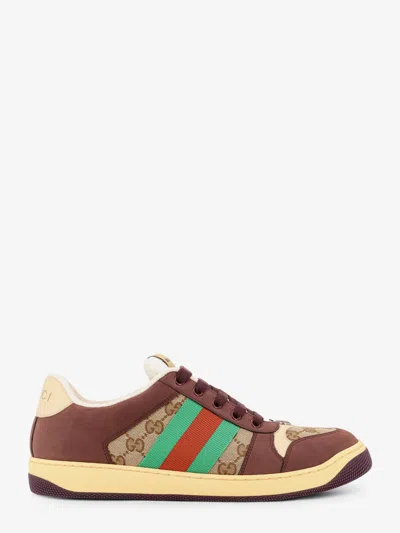Gucci Men Gg Fabric Leather Sneakers In Multi