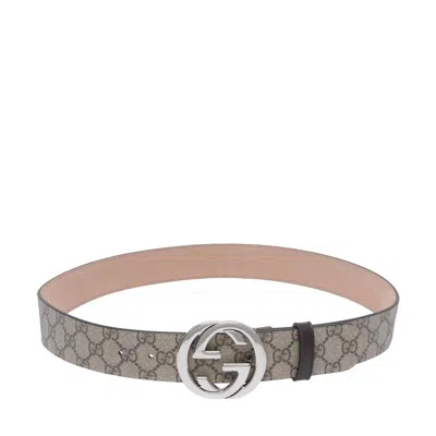 Gucci Men Gg Interlocking Gg Buckle Belt