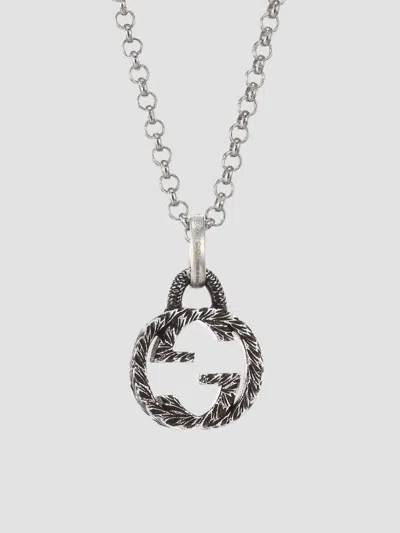 Gucci Men's Gg Interlocking Sterling Silver Logo Charm Pendant Necklace