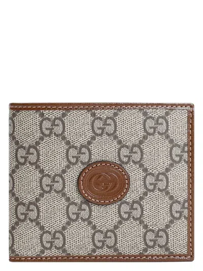 Gucci Men's Gg Jacquard Fabric Bi-fold Wallet In Beige