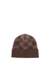 Gucci Gg-jacquard Cashmere Beanie Hat In Brown
