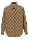 Gucci Beige Jacket With Classic Collar And Front Zip Closure In Gg Canvas Man In Brown