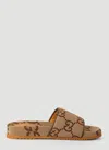 Gucci Men Gg Jacquard Slides In Brown