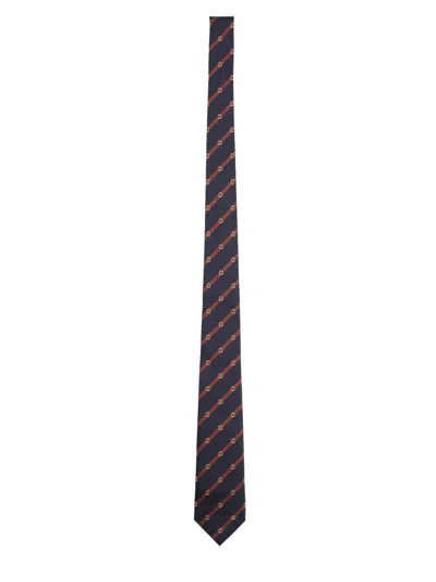 Gucci Men Gg Jacquard Tie And Stirrup In Blue