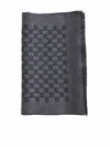 Gucci Men Gg Jacquard Wool Scarf In Black
