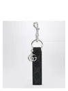 Gucci Logo Plaque Monogrammed Keychain In Black