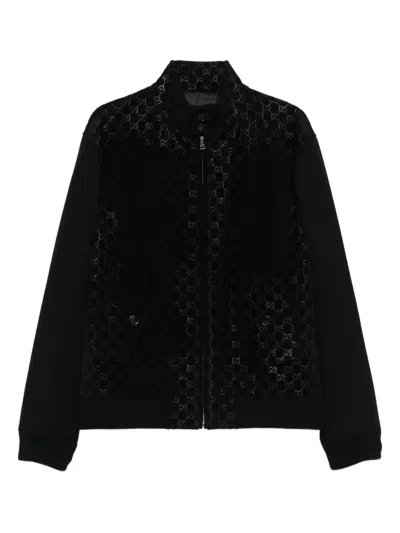 GUCCI GUCCI MEN `GG` LEATHER BOMBER JACKET