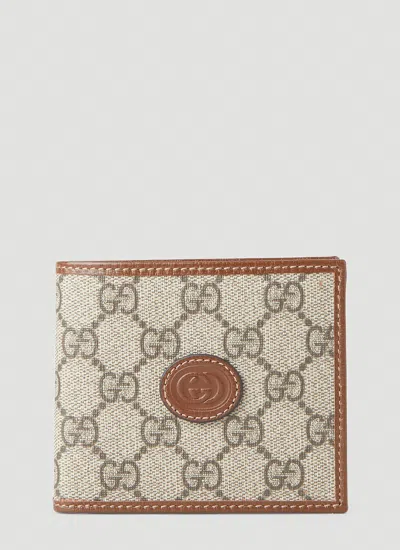 Gucci Gg Logo Patch Supreme Wallet In Cream