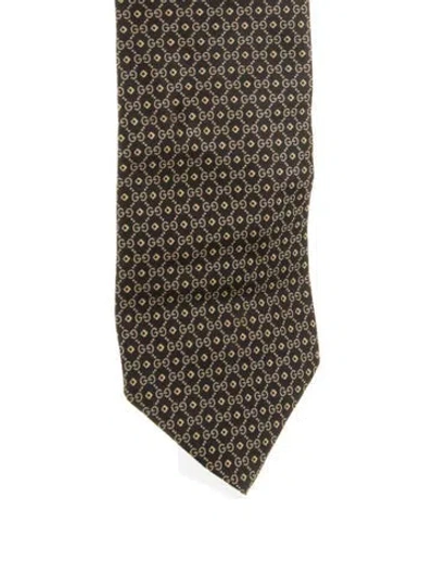 Pre-owned Gucci Men's Gg Logo Pattern Tie In Black