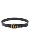 Gucci Gg Marmont Leather Belt With Shiny Buckle In Black