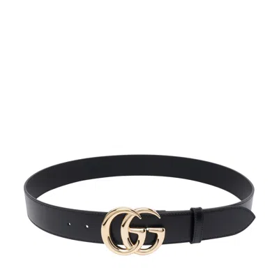 Gucci Men Gg Marmont Large Belt In Black